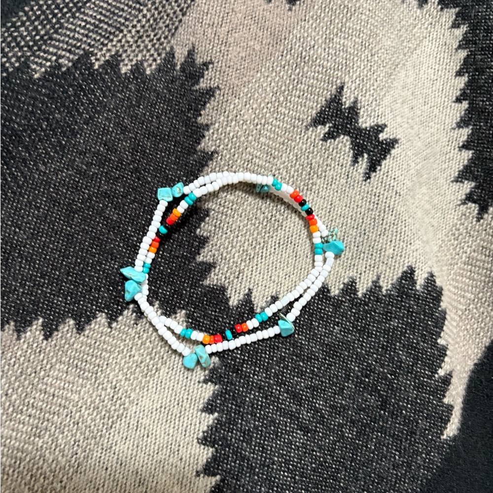 Turquoise Western Beaded Anklet Set